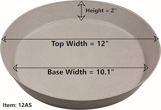 Saucers 12 Inch (10.1 Inch Base) Case of 5 Plant Saucers - Black Colored Polypropylene Made in USA