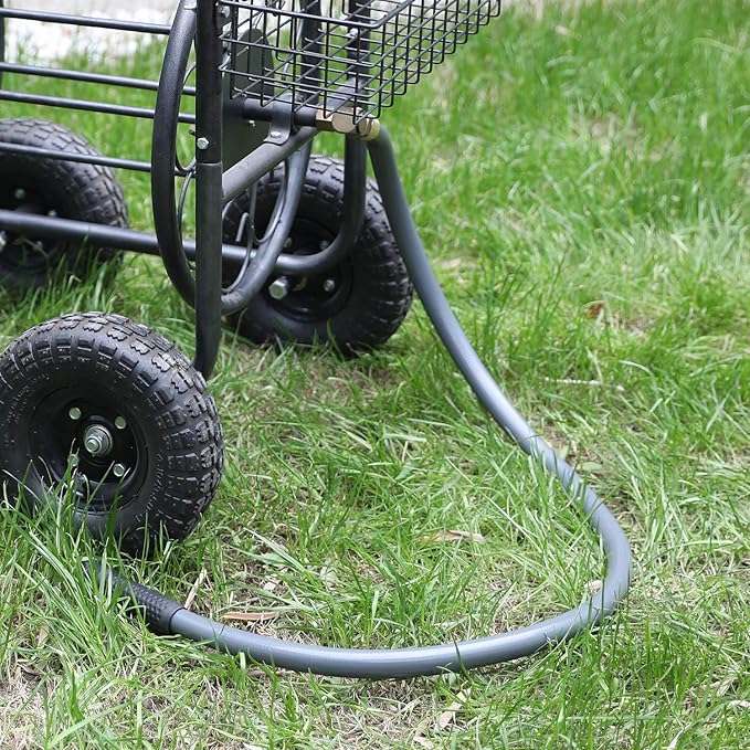 Worth Short Lead-in Gray Garden Hose 3/4 in. x 5 ft. -Kink Free, No Leaking, Male/Female Fittings -Heavy Duty Durable Flexible Lightweight Water Pipe -Brass Aluminum Ends for Household & Commercial