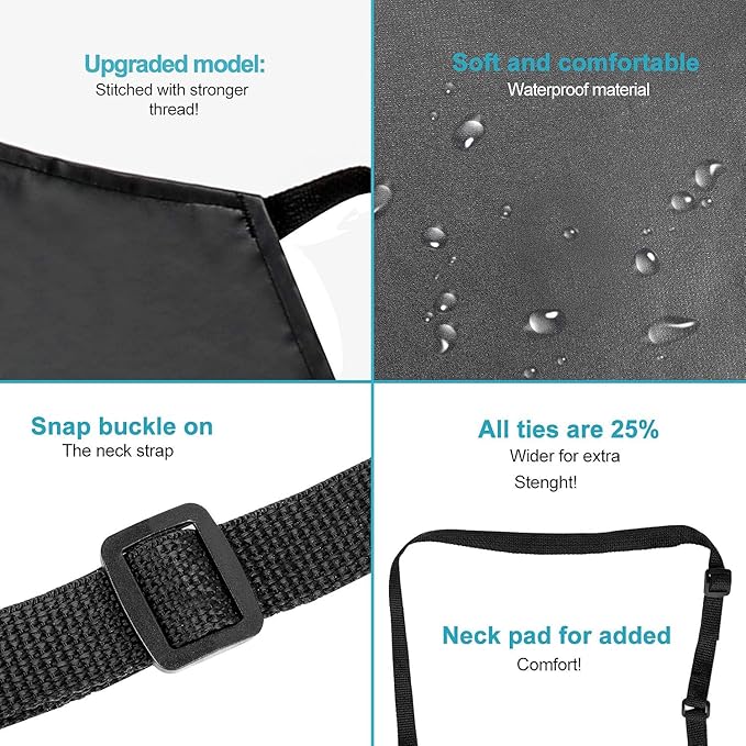 2 Pack Waterproof Rubber Vinyl Apron 40 Inch Chef Aprons for Men Heavy Duty Chemical Work Apron Extra Long Grilling Aprons with Adjustable Bib Apron for Dishwashing Lab Butcher Cooking Kitchen Black