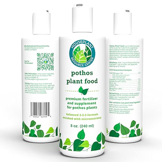 Pothos Fertilizer – Liquid Plant Food for Strong Roots, Healthy Growth & Lush Foliage – 3-3-3 NPK Formula with Sea Kelp, Humic & Fulvic Acid – Essential Nutrients for Neon Pothos or Devil’s Ivy – 8 oz