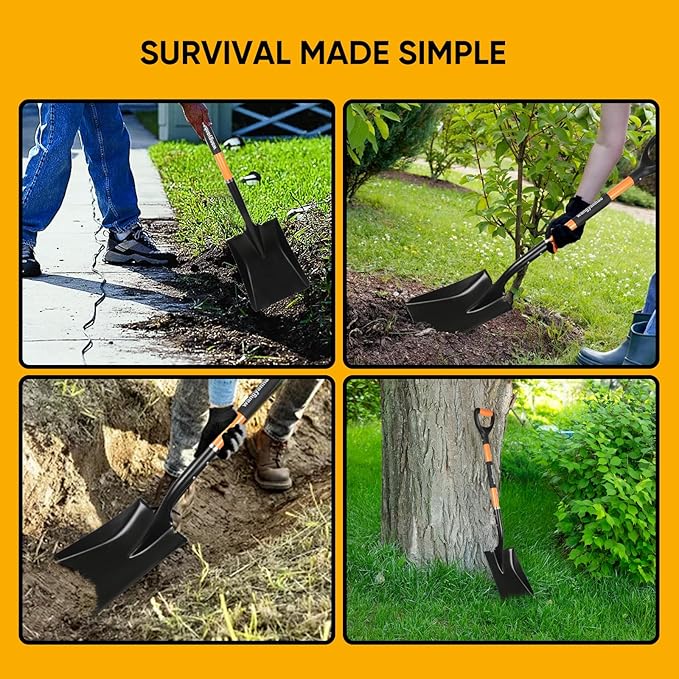 Flat Shovel，Heavy Duty Transfer Shovel with 41-Inch Long Durable Handle and Blade- Ideal for Construction, Landscaping, Gardening, and Snow Removal- Durable, Rust-Resistant, and Multipurpose Scoop.
