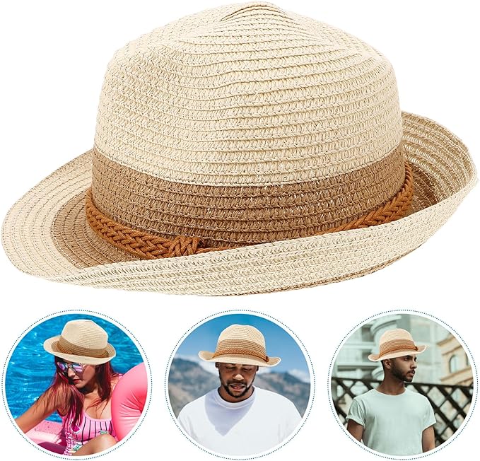 Uonlytech Breathable Lightweight Straw Sun Hat for Women Summer Beach Vacation Wide Brim Cap for Sun Protection Stylish Outdoor Garden and Travel Accessory Beige