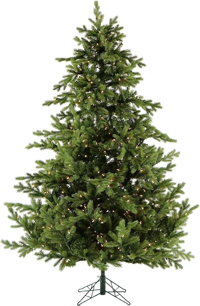 Fraser Hill Farm Woodside Pine Christmas Tree, 9 Feet Tall, Artificial Holiday Tree Includes White Incandescent Smart Lights with Easy to Connect Features