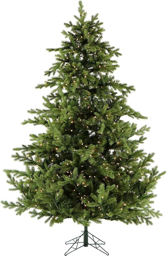 Fraser Hill Farm Woodside Pine Christmas Tree, 9 Feet Tall, Artificial Holiday Tree Includes White Incandescent Smart Lights with Easy to Connect Features