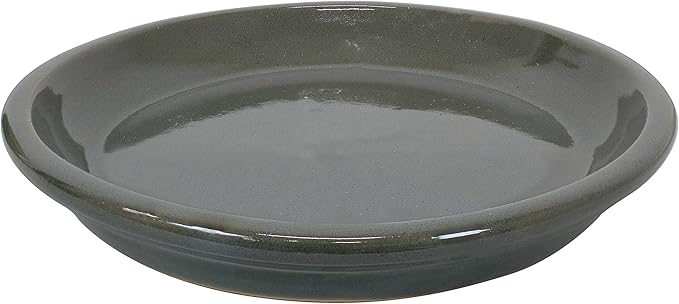 Sunnydaze 9-Inch Ceramic Plant Saucers - Plant Drip Trays for Outdoor Planter Flower Pot Drainage - Set of 2 - Gray
