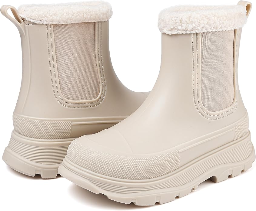 Women's Short Rain Boots Waterproof Slip On Ankle Chelsea Booties