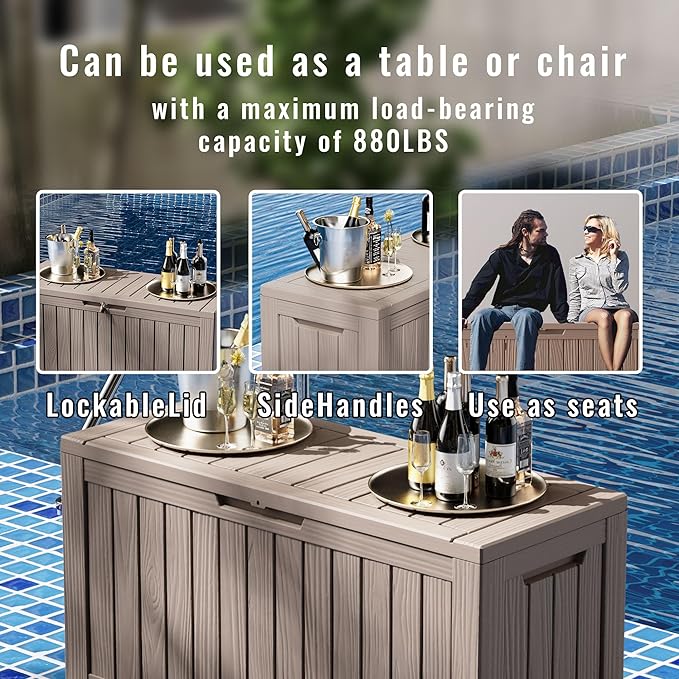 80 Gallon Waterproof Resin Deck Box, UV Resistant Outdoor Storage for Garden, Patio, Porch, Delivery, Black