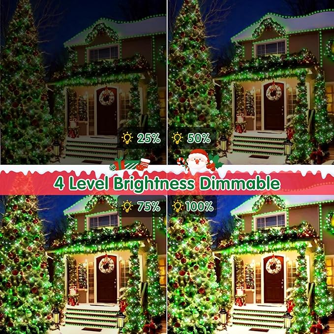 XURISEN 403FT 1000 LED Christmas Lights Outdoor Green Wire String Lights 8 Modes with Timer Memory Waterproof Fairy Light Plug in for Xmas Tree Wedding Yard Party Holiday Decorations(Green)