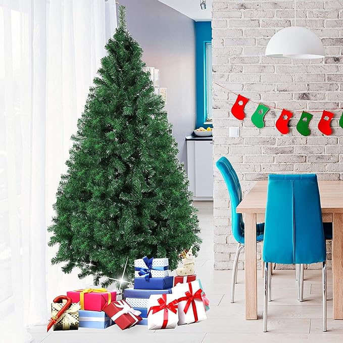 7ft Artificial PVC Christmas Tree with 1000 Tips & Metal Stand Gorgeous Faux-Pine Xmas Tree Seasonal Holiday Decoration for Home,Office and Party
