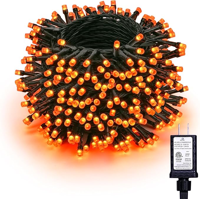 Toodour Orange Candlelight Halloween Lights, 131ft 350 LED String Lights with 9 Modes, Timer, Connectable, Dimmable Orange Halloween Outdoor Lights for Home, Party, Garden, Yard, Holiday Decorations