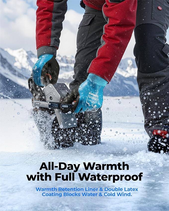 toolant Waterproof Winter Work Gloves for Men and Women, ANSI A4 Cut Resistant Freezer Gloves for Outdoor Cold Weather