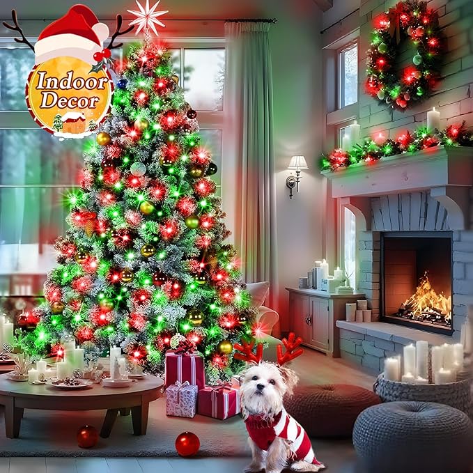 KNONEW 403ft 1000 LED Christmas String Lights Outdoor 8 Modes & Timer Fairy Light Plug in Waterproof Outside Lights for Xmas Yard Tree Wedding Party Holiday Decorations (Red and Green)