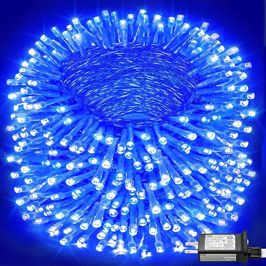 165FT 500 LED Christmas Lights, Plug in Christmas String Lights with Waterproof, 8 Modes Twinkle Fairy Lights for Xmas Garden Tree Holiday Decorations, Blue