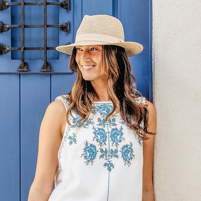 Wallaroo Hat Company Women’s Caroline Fedora Sun Hat – UV Sun Protection, Packable, Adjustable, Travel-Friendly, Medium Size