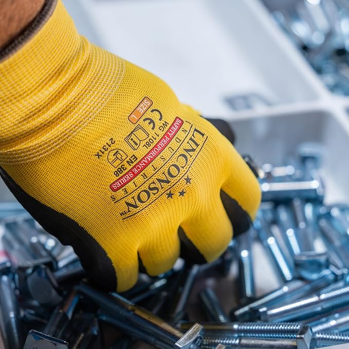 linconson 12 Pack Safety Performance Series Construction Mechanics Work Gloves