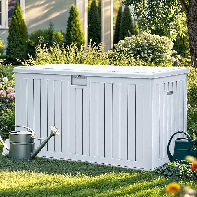 YITAHOME 200 Gallon Double-Wall Deck Box with Divider & Side Handles, Outdoor Large Storage for Patio Furniture Cushions, Garden Pool Accessories, Water Resistant & Lockable