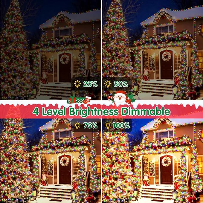 XURISEN 403FT 1000 LED Christmas Lights Outdoor Green Wire String Lights 8 Modes with Timer Memory Waterproof Fairy Light Plug in for Xmas Tree Wedding Yard Party Holiday Decorations(Multicolor)