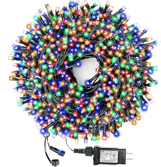 Decute 300LED Christmas String Lights Outdoor Waterproof 105FT UL Certified with End-to-End Plug 8 Modes, Multicolor Indoor Starry Fairy Lights for Christmas Tree Patio Garden Wedding Party Decor