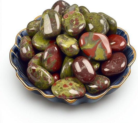 Polished Stone Set Dragon Blood Jasper Crystals, 0.8" Handpicked Tumbled Gemstones Rocks, Pebbles for Reiki, Chakra, Healing, Home Decor