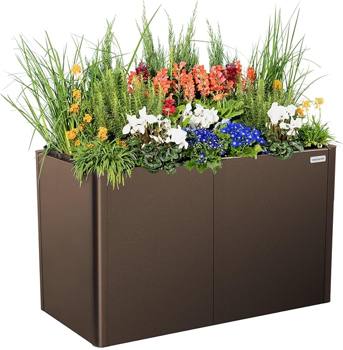 Vego garden 32" Extra Tall Raised Garden Bed, 27" x 53" Modern Raised Garden Beds Kit, Metal Planter Box for Vegetables Flowers Fruits, Umber Brown