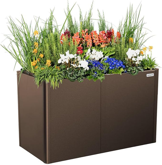 Vego garden 32" Extra Tall Raised Garden Bed, 27" x 53" Modern Raised Garden Beds Kit, Metal Planter Box for Vegetables Flowers Fruits, Umber Brown