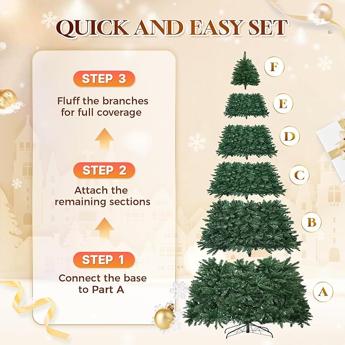 HOLLO STAR 12 ft Prelit Christmas Tree with 1086 LED Lights, App Control, Artificial Christmas Tree with Multi-Color RGBW Lights, 3993 Branch Tips, Metal Base, Easy to Assemble, for Home, Party