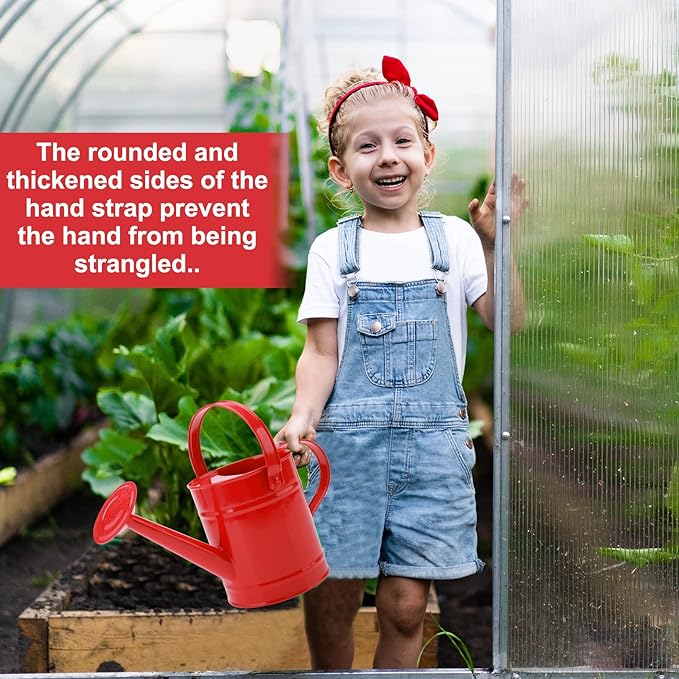 Finderomend Metal Watering Can 1.5L/51oz, Iron Art for Kids Watering Can, Watering Can for Outdoor Plants Home Office Small Portable Indoor Watering Equipment (Red)