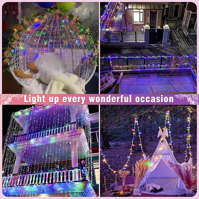 100FT 300 LED Christmas Lights Outdoor, Plug in Christmas String Lights Indoor, Waterproof & 8 Modes & Timer Function, Connectable Fairy Twinkle Light for Bedroom Patio Wedding Decor, Multicolor