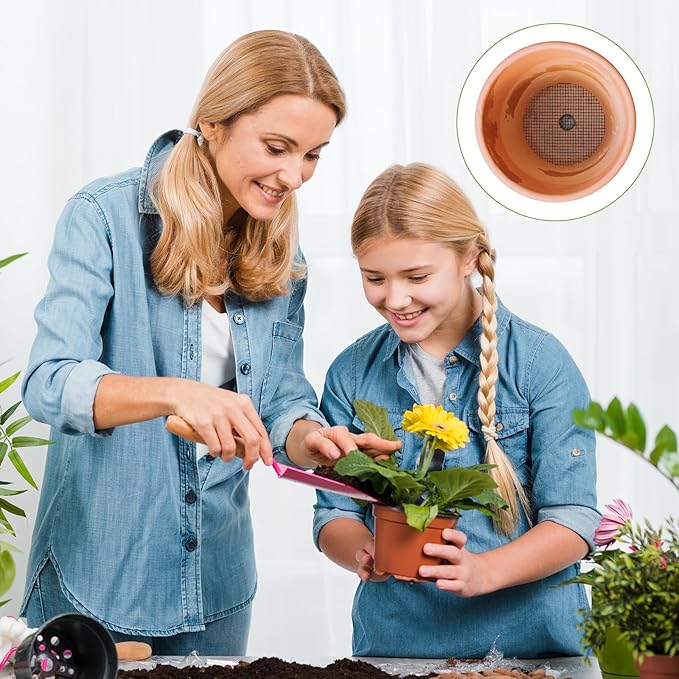 50pcs Flower Pot Hole Mesh Pad 4 Inch Round/Square Polyethylene Bonsai Mesh Drainage Screens Garden Drainage Mesh Plant Pot Bottom Mesh Keep Soil from Flowing Away