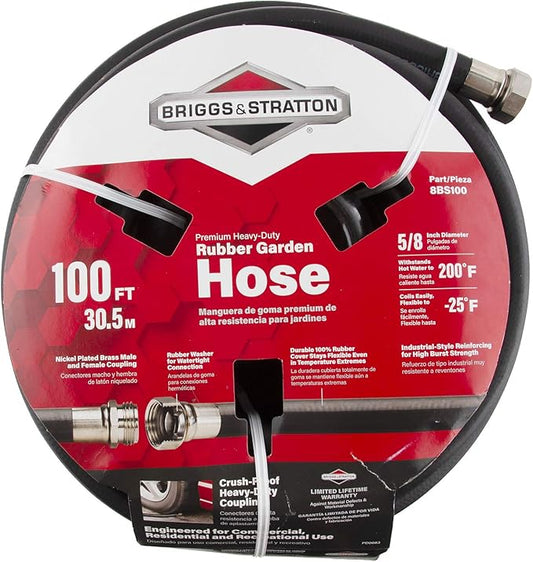 Briggs and Stratton 8BS100 100-Foot Premium Heavy-Duty Rubber Garden Hose