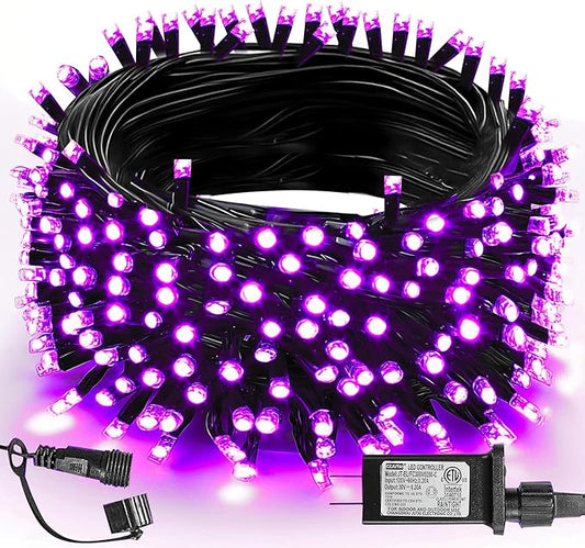 TW SHINE Halloween Lights, 200 LED 66FT Outdoor Halloween Light Plug in with 8 Modes, Waterproof Christmas Lights Outdoor, Indoor Decorations for Party Yard Haunted House Decor, Purple