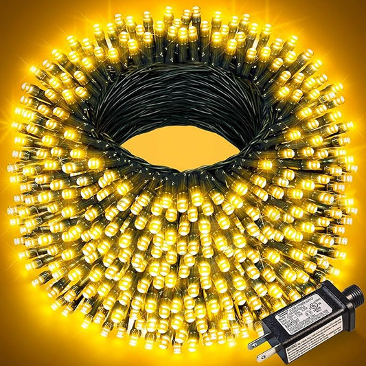 262FT 800 LED Christmas Lights, Plug in Warm White Christmas Tree Lights Outdoor with Timer and 8 Modes, Green Wire Waterproof String Lights for Indoor Yard Patio Xmas Holiday Decorations