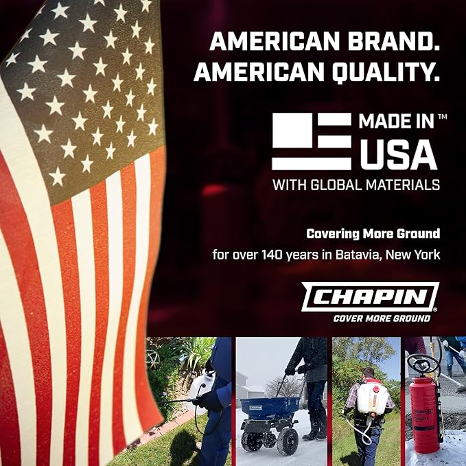 Chapin 1352 Made in The USA 3 Gallon Heavy Duty Tri-Poxy Steel Industrial Metal Tank Sprayer with 18 Inch Brass Wand, 36 Inch Reinforced Hose and Brass Nozzle and Shut Off, Black