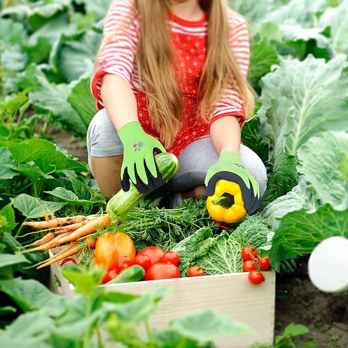 Evridwear Kids Gardening Gloves for Boys Girls Outdoor Yard Work,Planting (3-12 years)