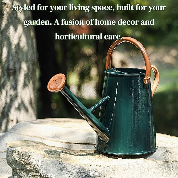 Metal Watering Can with Removable Spout, 1.5 Gallon Large Watering Cans for Plants, Galvanized Steel Gardening Water Can for Indoor & Outdoor Use, Watering Pot with Ergonomic Movable Handle(Green)