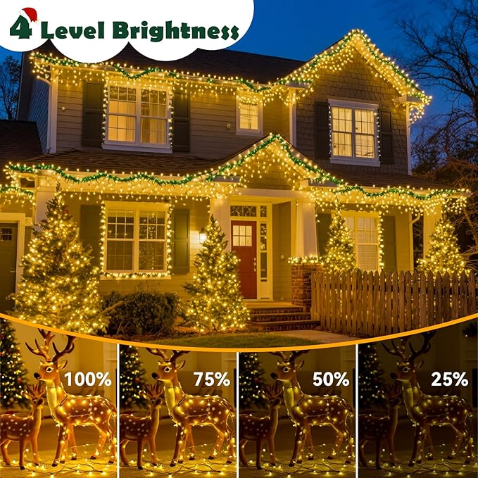 Christmas Lights Indoor Outdoor Waterproof, 66FT 200 LED Warm Light String Lights for House Decorations, Ideal for Christmas Trees, Wedding, and Party