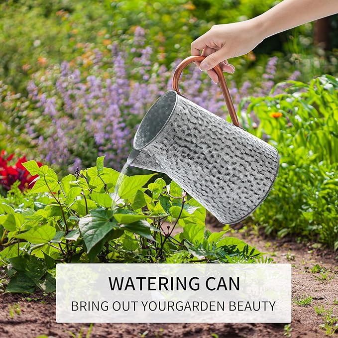 Metal Galvanized Decorative Watering Can Metal Flower Milk Jug Vase Pitcher Holder for Indoor Outdoor Plants