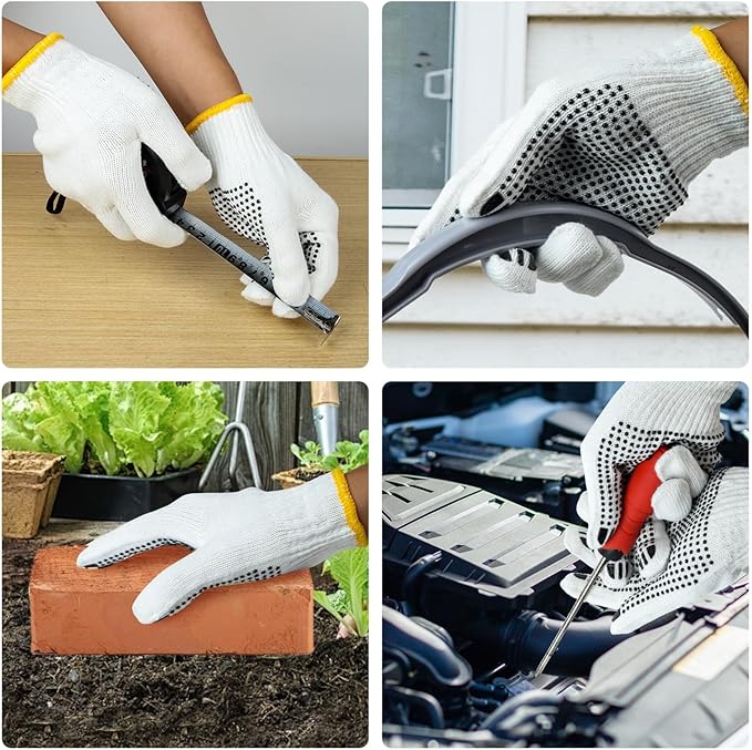 Unisex white cotton polyester knitted safety gloves,suitable for gardening,warehouse,cooking work-12/36/240 pairs
