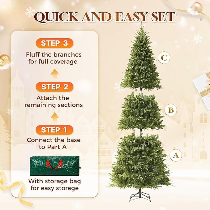 HOLLO STAR 7.5 ft Prelit Christmas Tree with 700 LED Lights, App Control, Aspen Artificial Christmas Tree, Multi-Color RGBW Lights, 2928 PE & PVC Branch Tips, for Home, Party