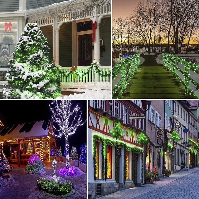 33FT 100 LEDs String Lights Waterproof Fairy Lights 8 Modes with Memory 30V UL Certified Power Supply for Home, Garden, Wedding, Party, Christmas Decoration Indoor Outdoor (Green)