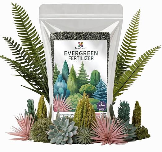 Gardenera Evergreen Fertilizer – All-Purpose Granular Plant Food for Outdoor Trees and Shrubs, Azaleas, Magnolias, Pines & Arborvitae – Slow-Release Formula (3 Quarts)