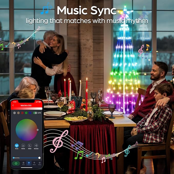 6 FT Outdoor Christmas Tree,Smart APP Remote Control RGB Color Changing DIY Timer LED Christmas Tree for Indoor Outdoor Decorations (6FT)