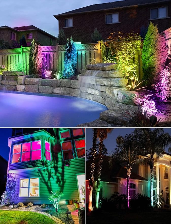 SUNVIE 12W RGB Low Voltage Color Changing Landscape Lights Remote Control Waterproof LED Landscape Lighting for Yard Garden Pathway Holiday Christmas Decorations Outdoor Indoor, 2 Pack with Connector