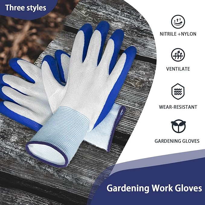 144 Pairs Gardening Work Gloves Bulk for Men Women, Breathable Rubber Coated Garden Gloves for Construction, 9.1 Inch
