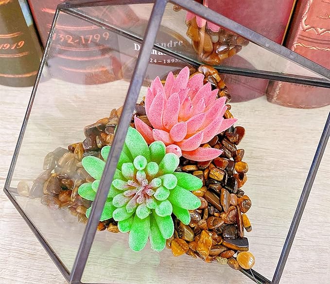 QINJIEJIE250g Tiger Eye Crystals Polished Rocks Tumbled Stones Chips Stone Crushed Quartz Crystal Natural Gem Gravel Home Decoration Succulent Plants Vase Filler Landscape Bottom Ornament 0.55lbs