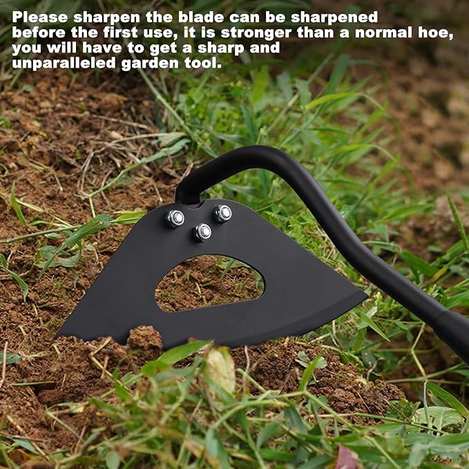 Hoe Garden Tool, Hollow Hoe with 55 Inch Long Handle, Adjustable Manual Weeder Heavy Duty Garden Hoe for Weeding, Digging, Hoeing, Cutting and Loosing Soil