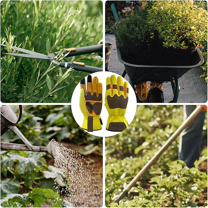 ZLUXURQ Gardening Gloves for Women and Men, Work Gloves for Yard Work