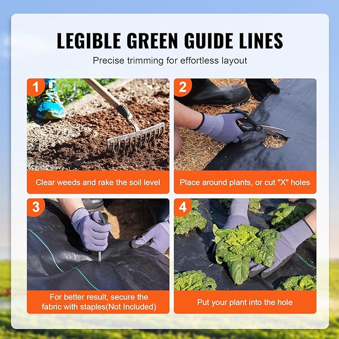 VEVOR Weed Barrier Landscape Fabric, 3*100FT Heavy Duty Garden Weed Fabric, Woven PP Weed Control Fabric, Driveway Fabric, Geotextile Fabric for Landscaping, Ground Cover, Weed Blocker Weed Mat, Black