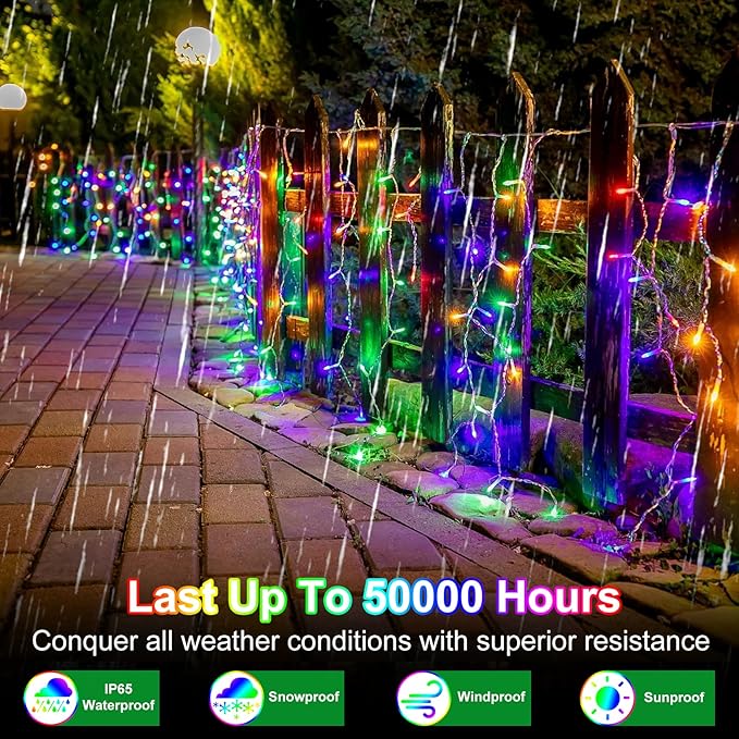 82FT LED Christmas Lights Outdoor with 176 Drops, Christmas Decorations Hanging Lights 616 LED 8 Modes, Outsite Fairy String Lights for Wedding Party Holiday Winter Wonderland Decorations Multicolor