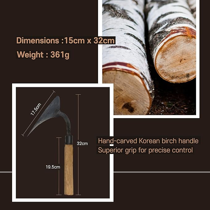 Left-Handed GANGDONG Homi Korean Hand Hoe – Premium All-in-One Gardening Tool for Weeding, Digging, Planting & Cutting – Hand-Forged Heavy-Duty Blade – Ideal Gift for Gardeners & Farmers